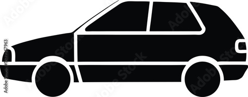 Compact Car Icon Simple Vehicle Design Illustration
