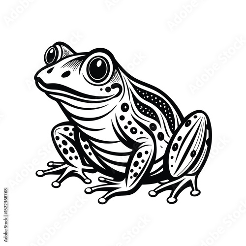 frog black line art vector on white background