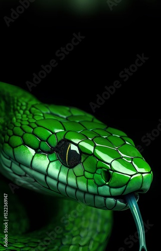 close up of a green snake
