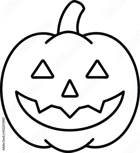 Spooky Halloween Pumpkin Line Art Illustration for Festive Decorations