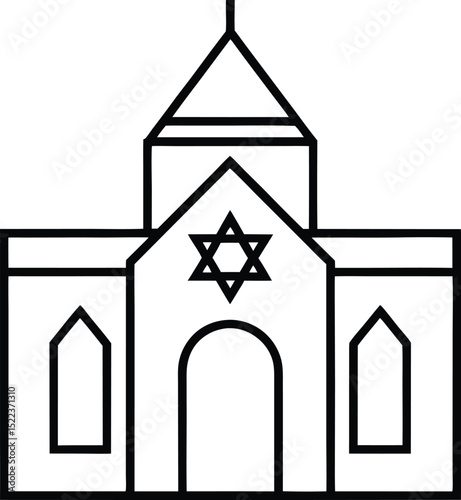 Synagogue Icon A Simple Line Drawing of a Jewish House of Worship