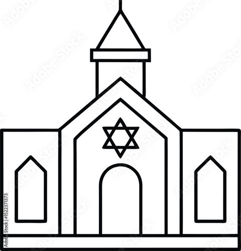 Synagogue Architecture A Line Drawing of a Traditional Jewish Temple
