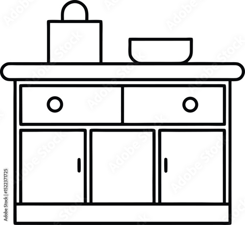 Classic Wooden Sideboard with Drawers and Cabinets Elegant Storage Solution for Home