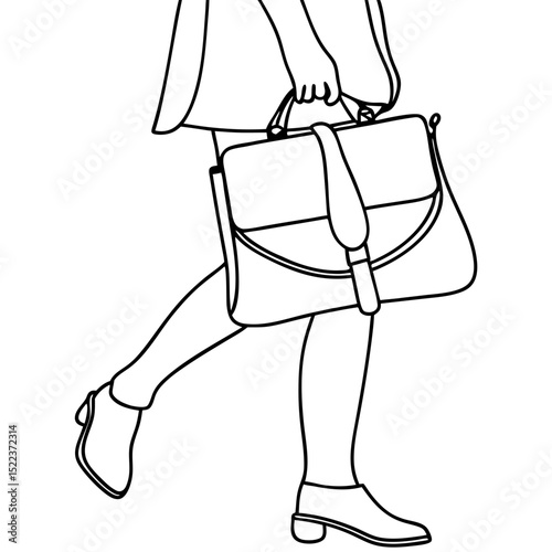 Person Carrying a Fashionable Bag in Line Art Style for Fashion Blogs, Modern Designs, Minimalist Websites, and Creative Projects  