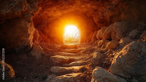 Wallpaper Mural Serene Sunset View Through Cave Opening with Rock Pathway Torontodigital.ca