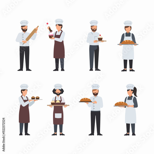 Bakers holding food product assortment