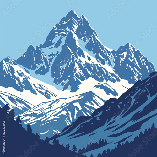 mountain landscape with mountains and snow