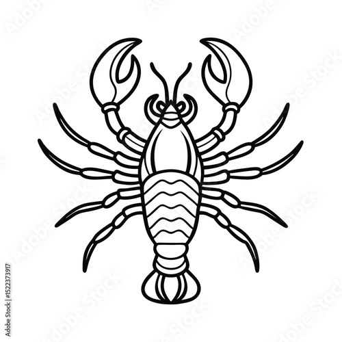 lobster black lineart vector on white background