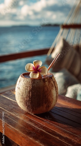 Summer cold cocktail, summer drink, beautiful summer aesthetic photo, travel, vacation