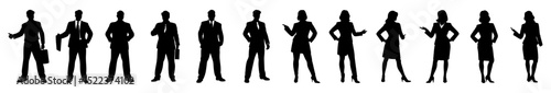 men and woman Business people silhouettes vector – group of standing men and woman in black color isolated on white background	
