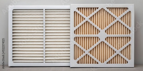 Furnace Filter and clean concept. Air filters displayed side by side for comparison.