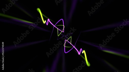 Light Green and Purple Laser Neon Glow in Infinite Flow Background VJ Loop in 4K