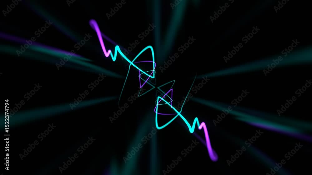Turquoise and Purple Laser Neon Glow in Infinite Flow Background VJ Loop in 4K