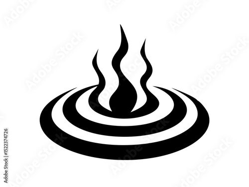 Modern Flame Reinterpreted As Concentric Wave Ripples Ex Illustration