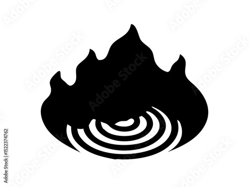Stylish Flame Contour Rendered As Layered Elevation Lines Illustration