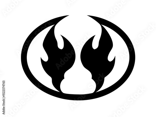 Professional Twin Mirrored Flame Shapes Meeting At Vertical Ax Illustration