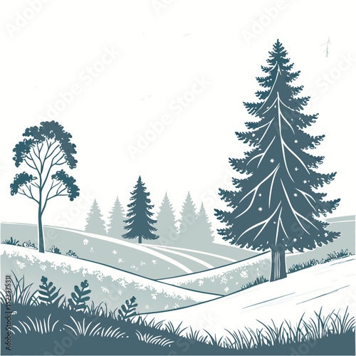 vector illustration of a winter landscape