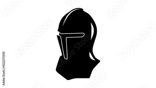 knight helmet, black isolated silhouette