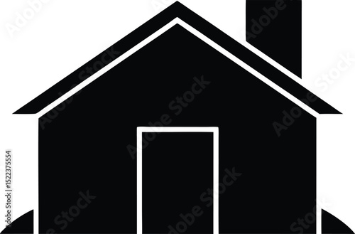 Simple House Icon A Black and White Illustration of a Home