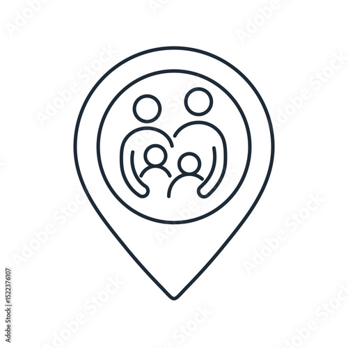 Family location. Pointer. Vector linear icon isolated on white background.
