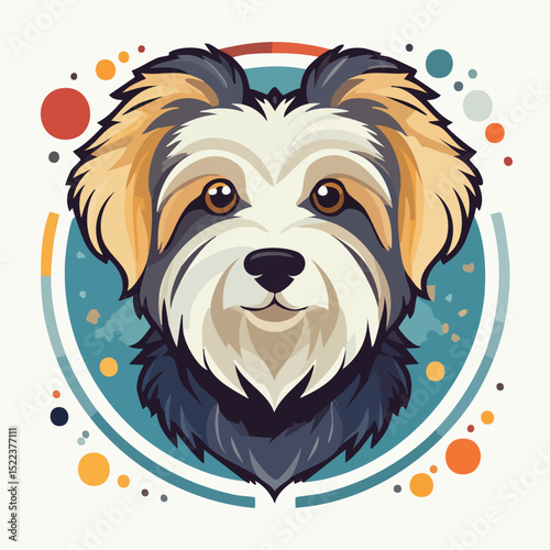Havanese illustrated through prismatic light patterns and faceted symmetry in abstract style.