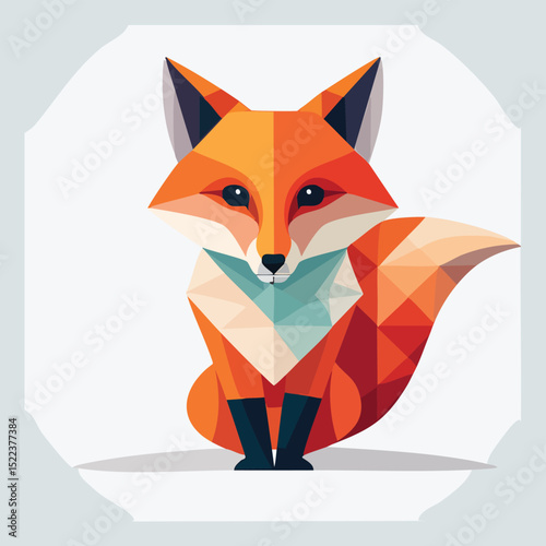 Fox illustrated through prismatic light patterns and faceted symmetry in abstract style.