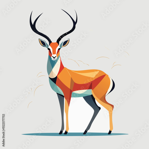 Impala illustrated through prismatic light patterns and faceted symmetry in abstract style.