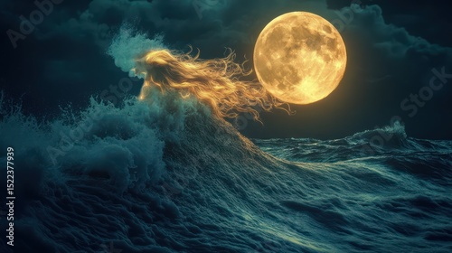 Ocean Siren Under the Moonlight By Generated AI