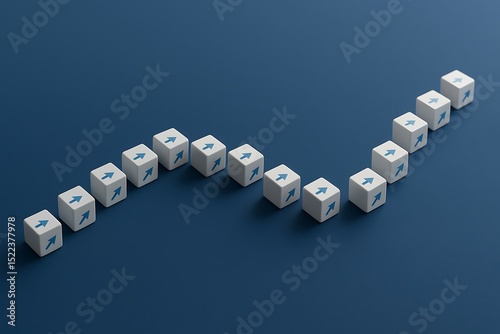 White cubes with upward arrows forming a zigzag path