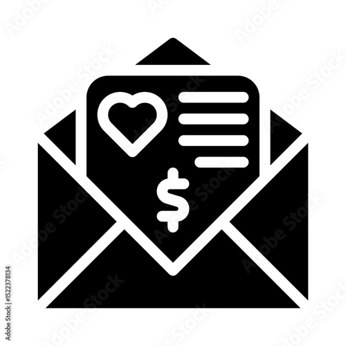 donation envelope glyph icon