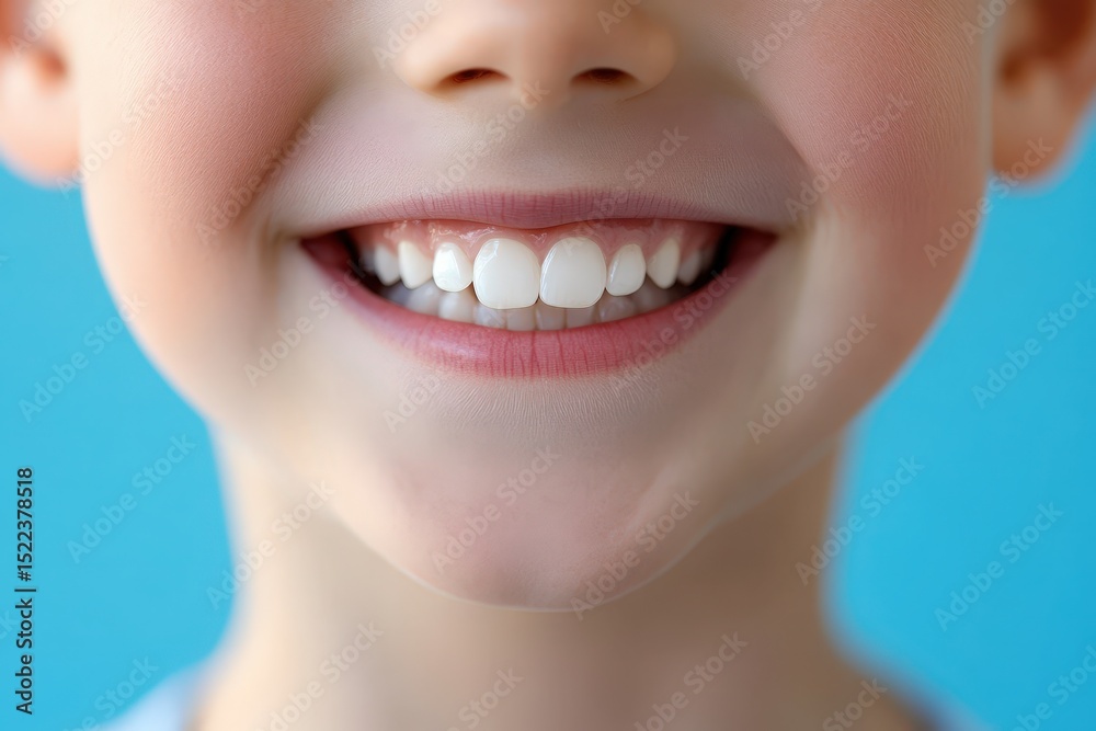 Obraz premium Close-up view of a child's healthy smile.