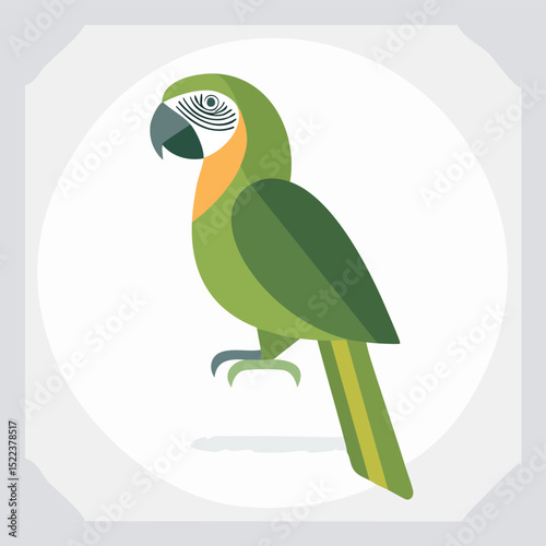 Amazon Parrot illustrated through prismatic light patterns and faceted symmetry in abstract style.