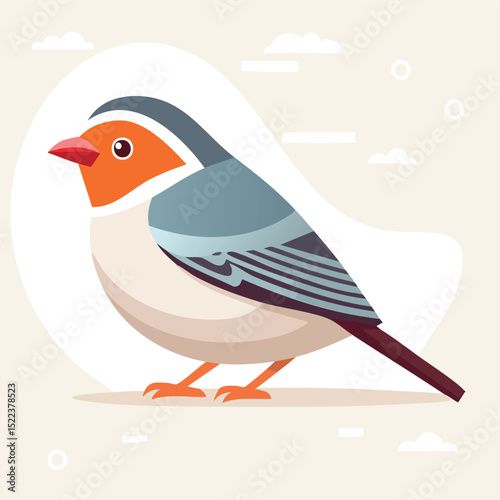 Zebra Finch illustrated through prismatic light patterns and faceted symmetry in abstract style.
