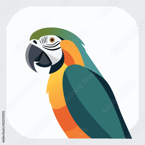 Conure illustrated through prismatic light patterns and faceted symmetry in abstract style.