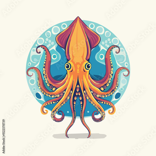 Giant Squid illustrated through prismatic light patterns and faceted symmetry in abstract style.