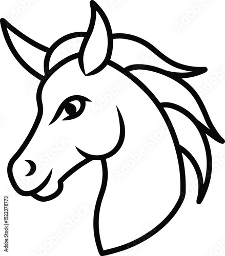 Majestic Unicorn Head Line Art Illustration of a Mythical Creature