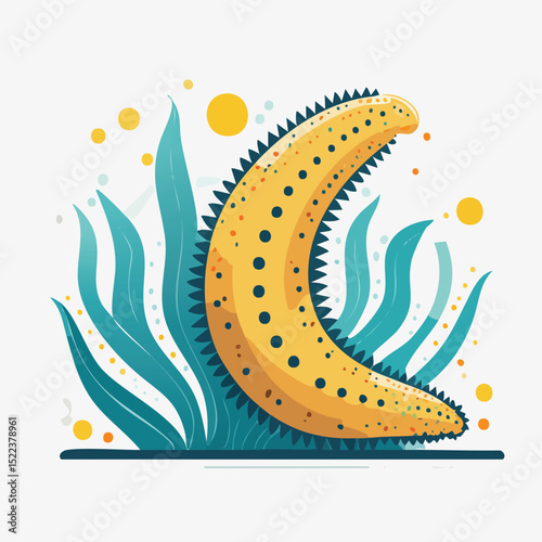 Sea Cucumber illustrated through prismatic light patterns and faceted symmetry in abstract style.
