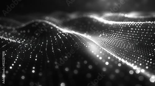 Abstract image of flowing data visualized with glowing particles, creating a digital connection.