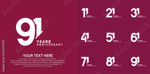 Anniversary logo set vector design, white color for celebration event