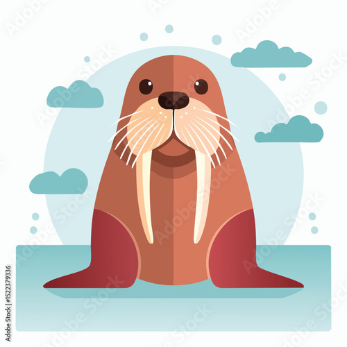 Atlantic Walrus illustrated through prismatic light patterns and faceted symmetry in abstract style.
