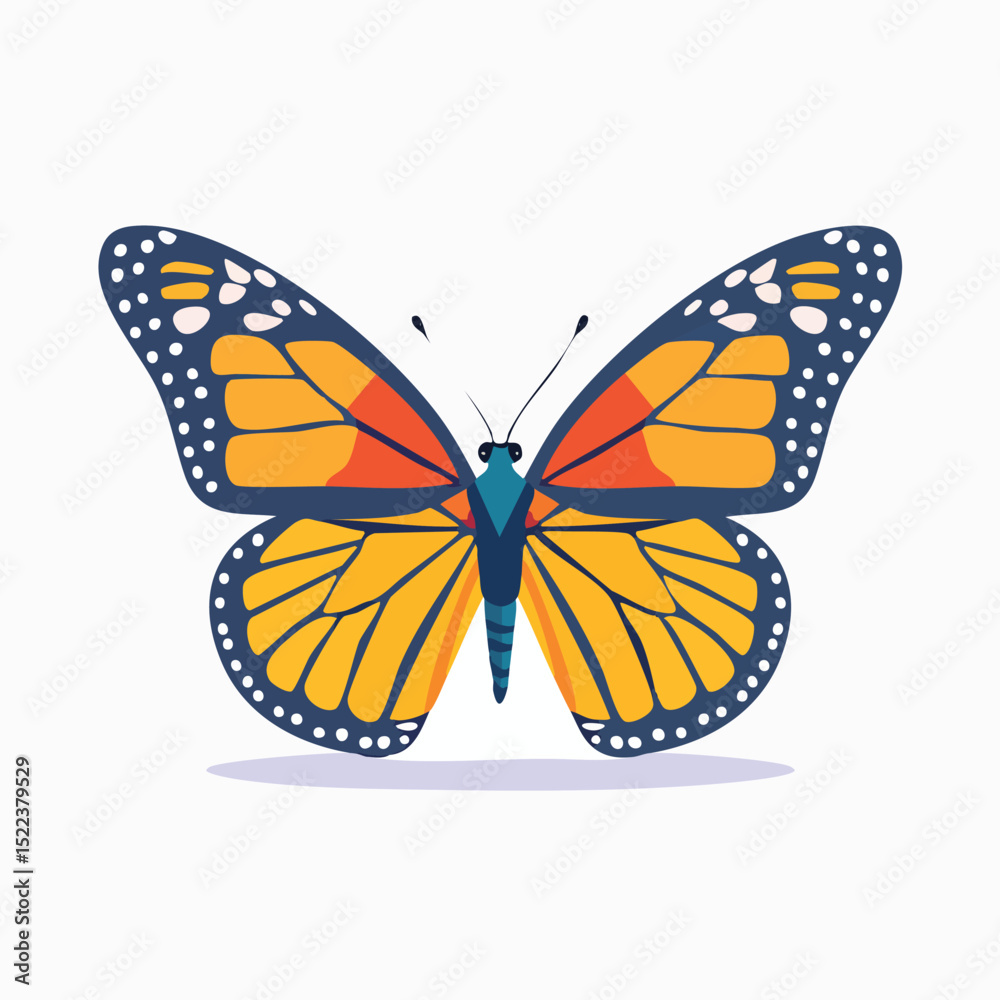 Fototapeta premium Monarch Butterfly illustrated through prismatic light patterns and faceted symmetry in abstract style.