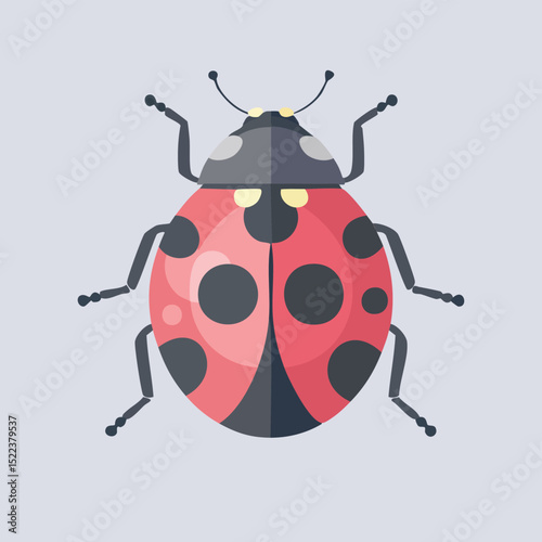 Ladybug illustrated through prismatic light patterns and faceted symmetry in abstract style.