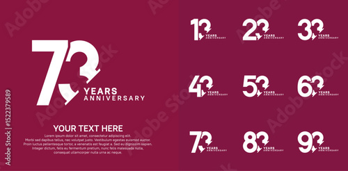 Anniversary logo set vector design, white color for celebration event