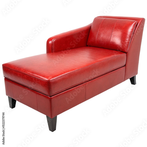 Red chaise lounge isolated on white background showcasing luxury design and modern comfort
