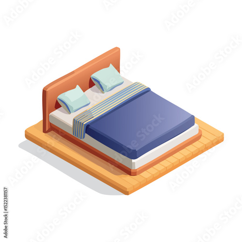 sleeping technical isometric vector drawing with defined edges and modern simplicity.