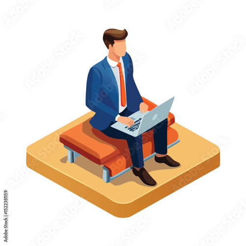 sitting technical isometric vector drawing with defined edges and modern simplicity.