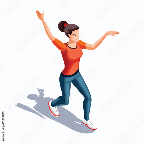 dancing technical isometric vector drawing with defined edges and modern simplicity.