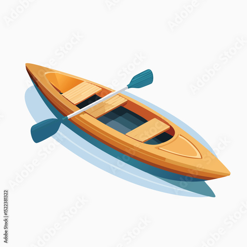 canoeing technical isometric vector drawing with defined edges and modern simplicity.