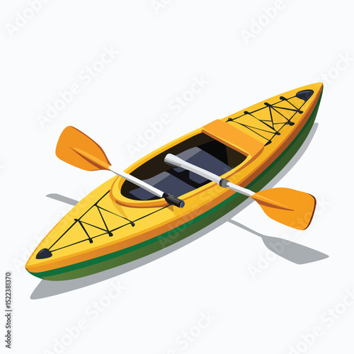 kayaking technical isometric vector drawing with defined edges and modern simplicity.