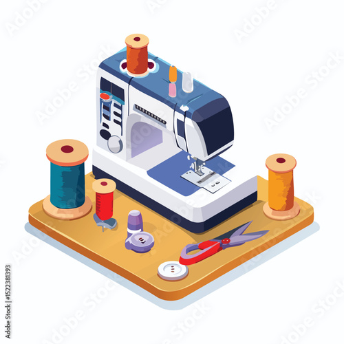 sewing technical isometric vector drawing with defined edges and modern simplicity.